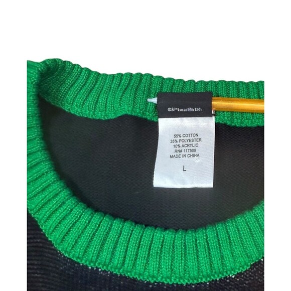 Star Wars Mens Size Large Darth Vader Ugly Christmas Sweater Green Trim Holiday - Picture 3 of 6